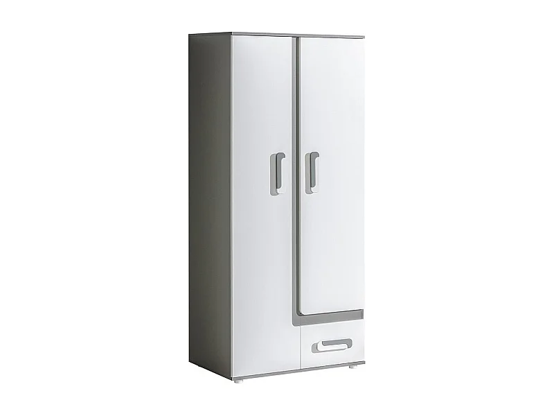 Armoire Aviseve 106, Anthracite|Blanc, 192x85x50cm, Portes d'armoire: Avec des charnières