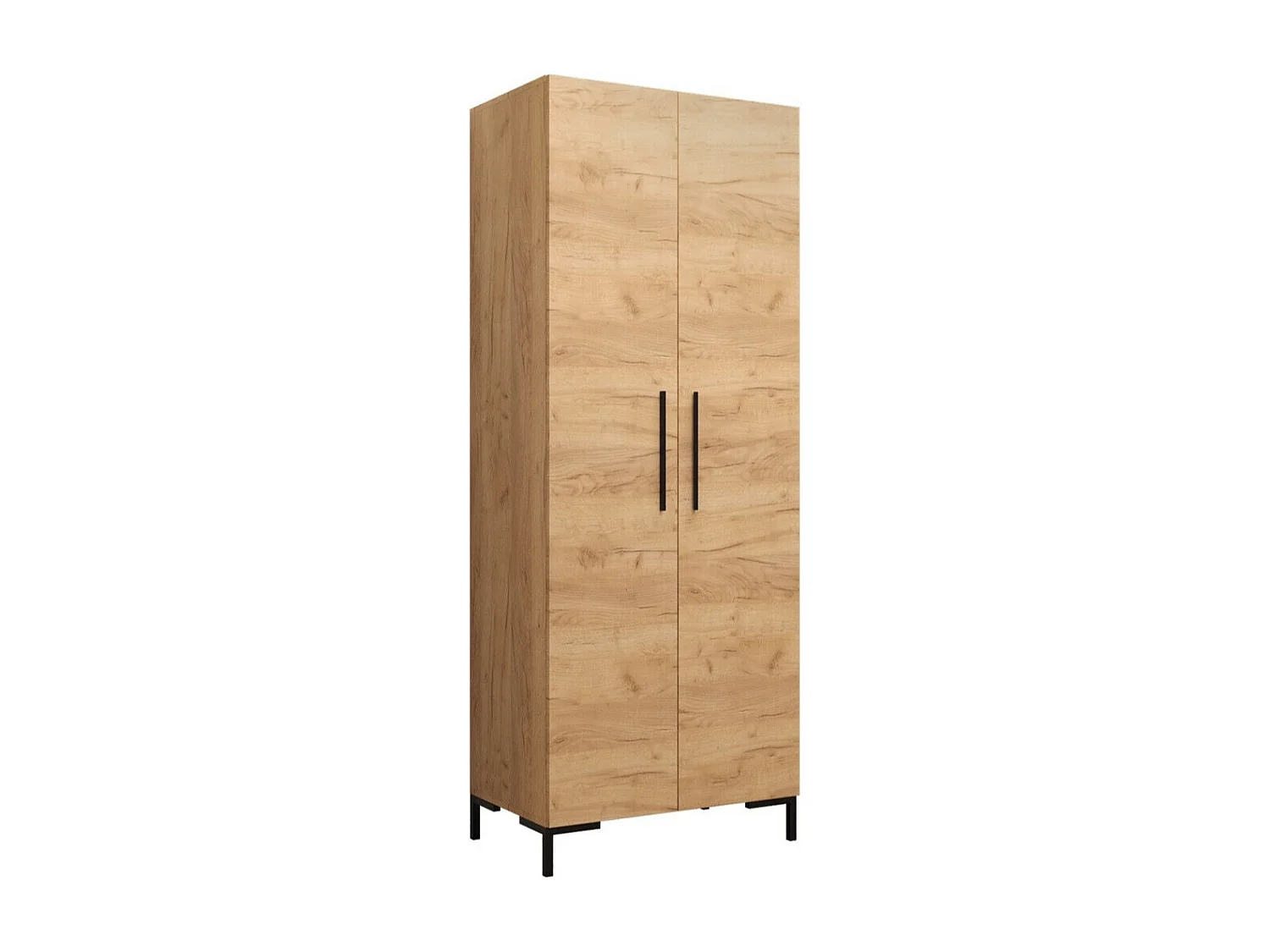 Armoire Tivsoa 109, Craft chêne|Noir, 196x74x44cm, Portes d'armoire: Avec des charnières