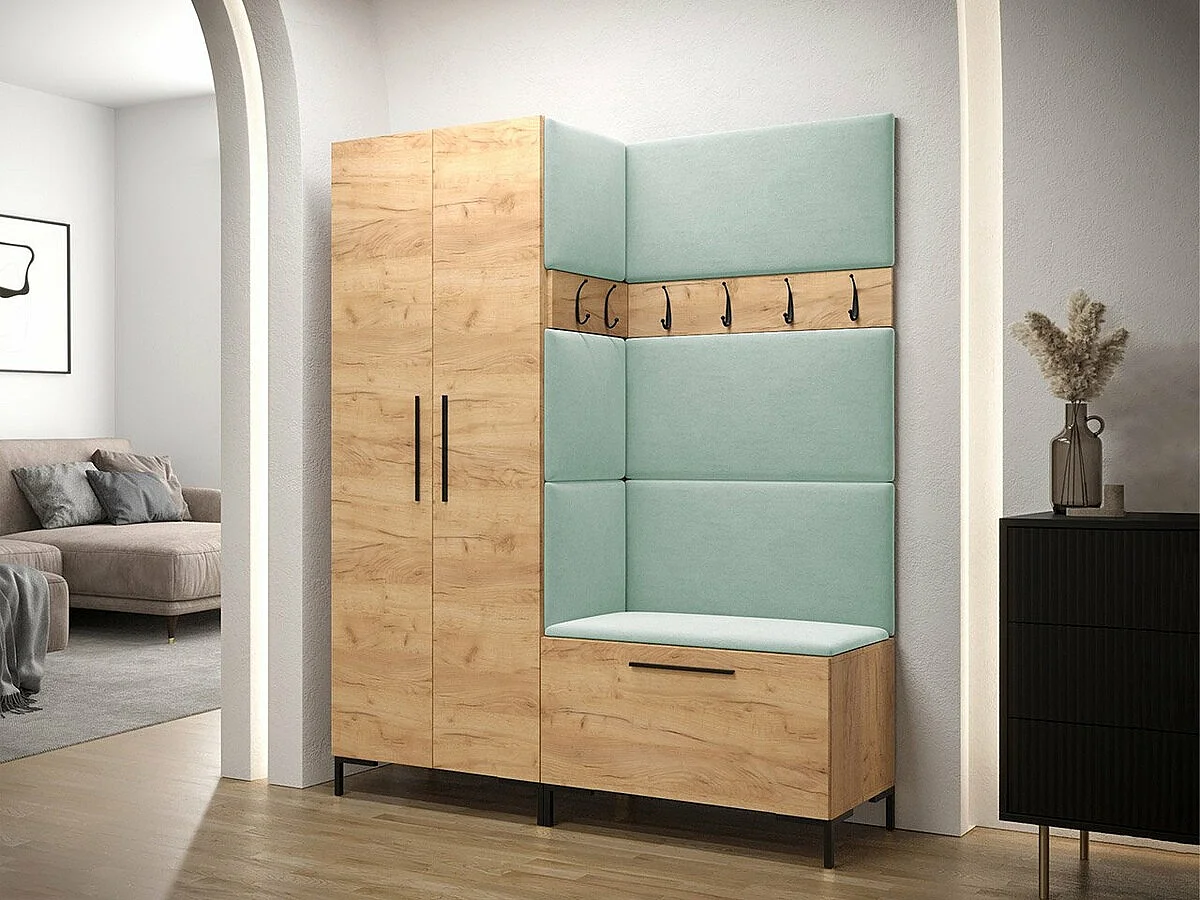 Armoire Tivsoa 109, Craft chêne|Noir, 196x74x44cm, Portes d'armoire: Avec des charnières