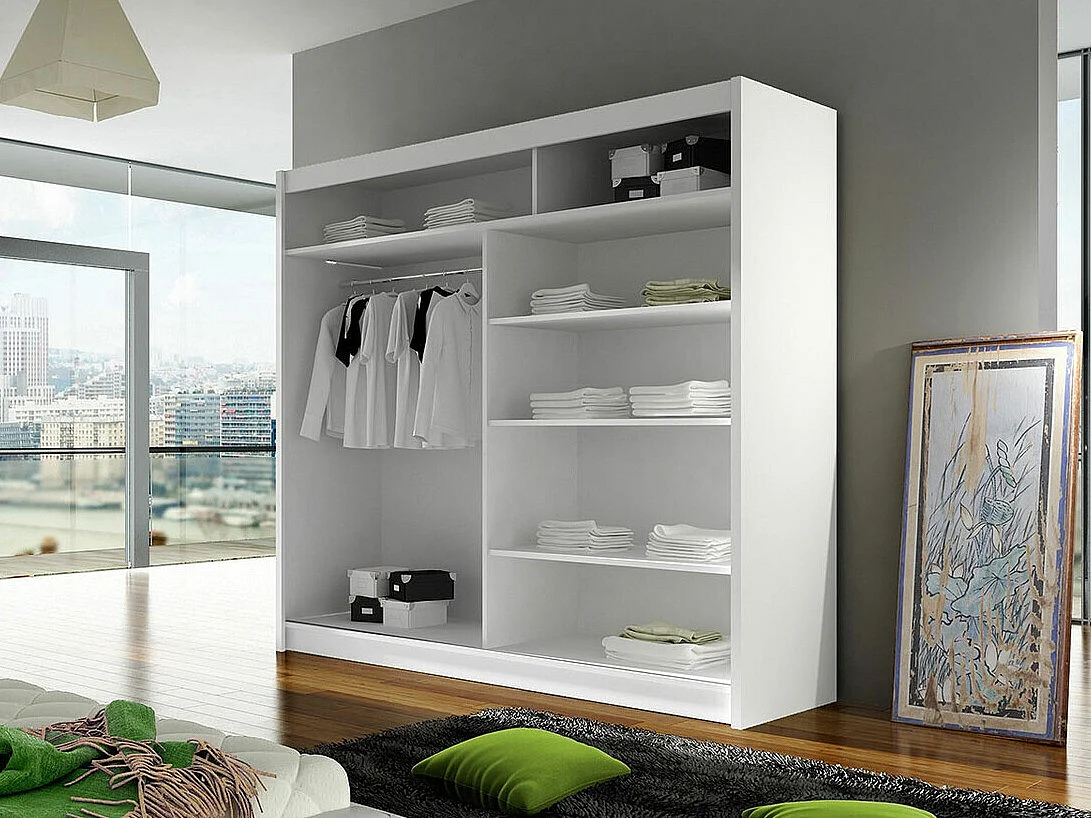 Armoire Closico Cavaris V, Chêne Artisan|Blanc, 215x180x58cm, Nombre d'étagères: 5