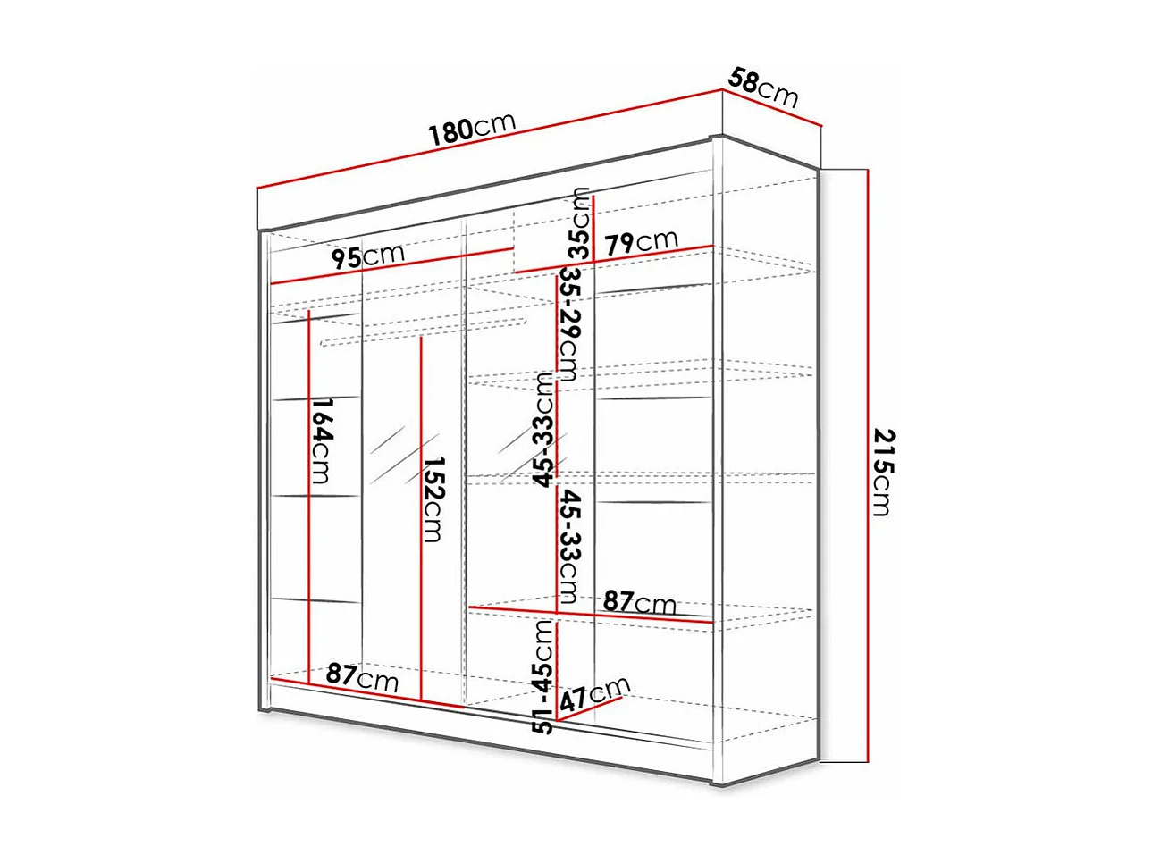 Armoire Closico Cavaris V, Chêne Artisan|Blanc, 215x180x58cm, Nombre d'étagères: 5