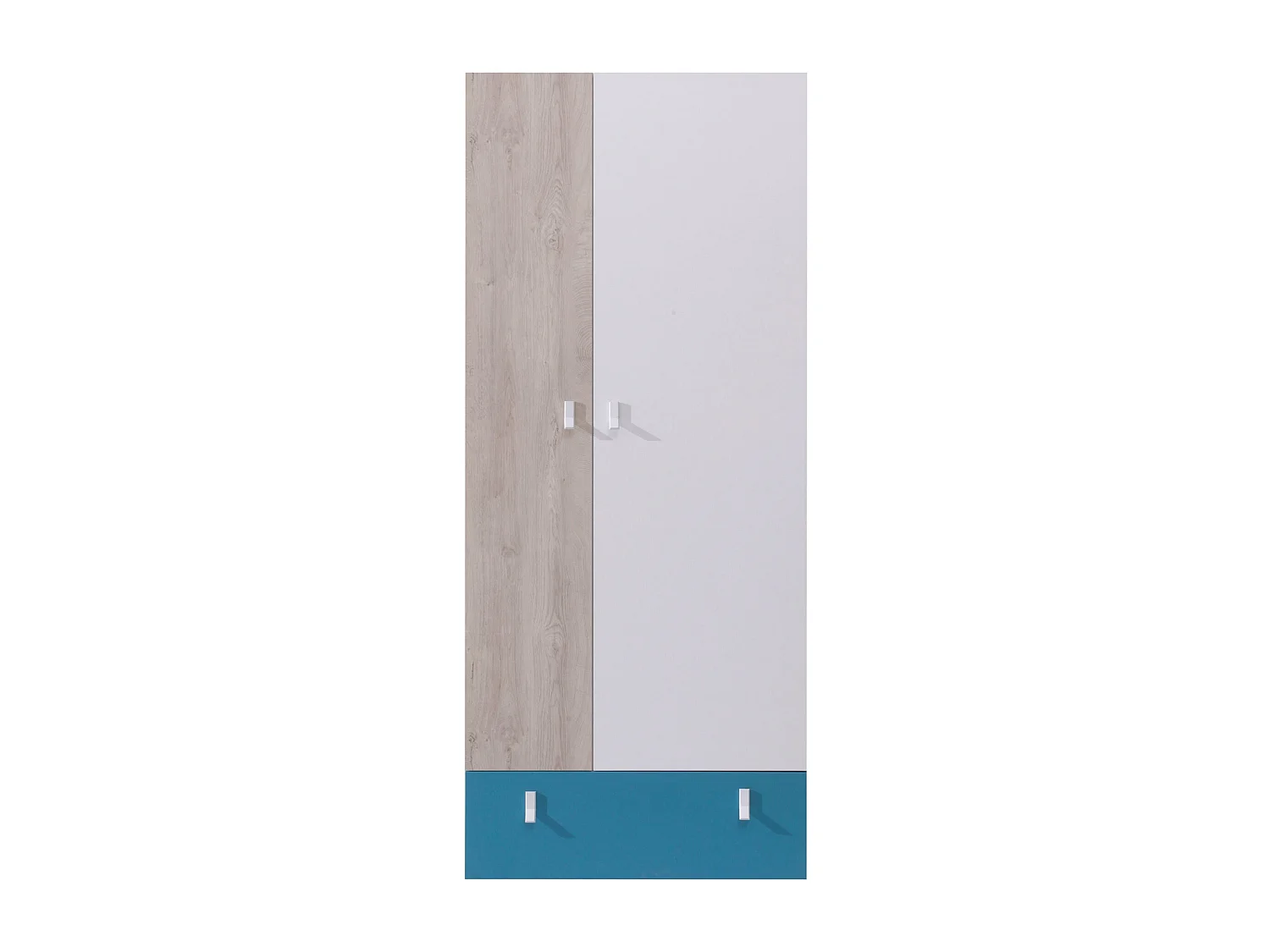 Armoire Camteso 101, Chêne|Blanc|Turquoise, 190x80x50cm, Nombre d'étagères: 4