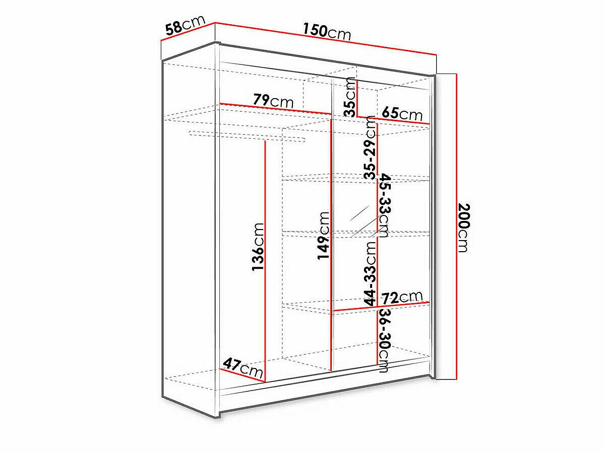 Armoire Closico Vastor I, Nombre d'étagères: 5, 20x15x6cm