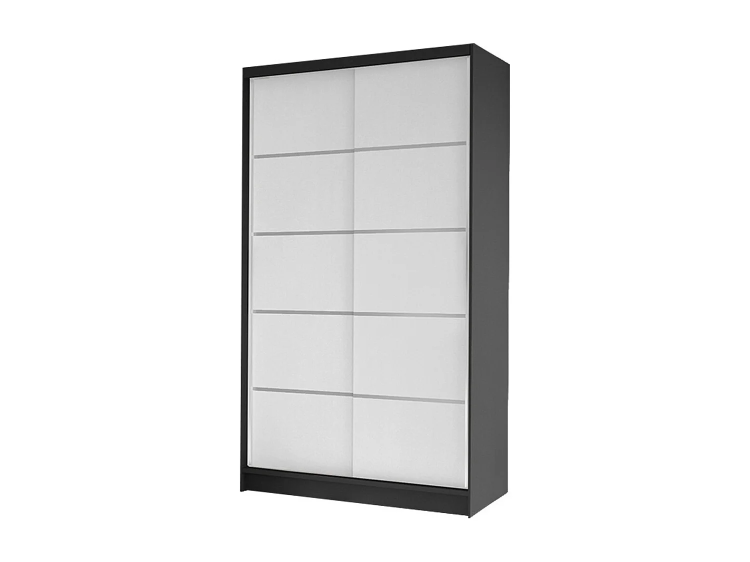 Armoire Closico Fractor IV, Noir|Blanc, 200x100x58cm, Portes d'armoire: Coulissantes