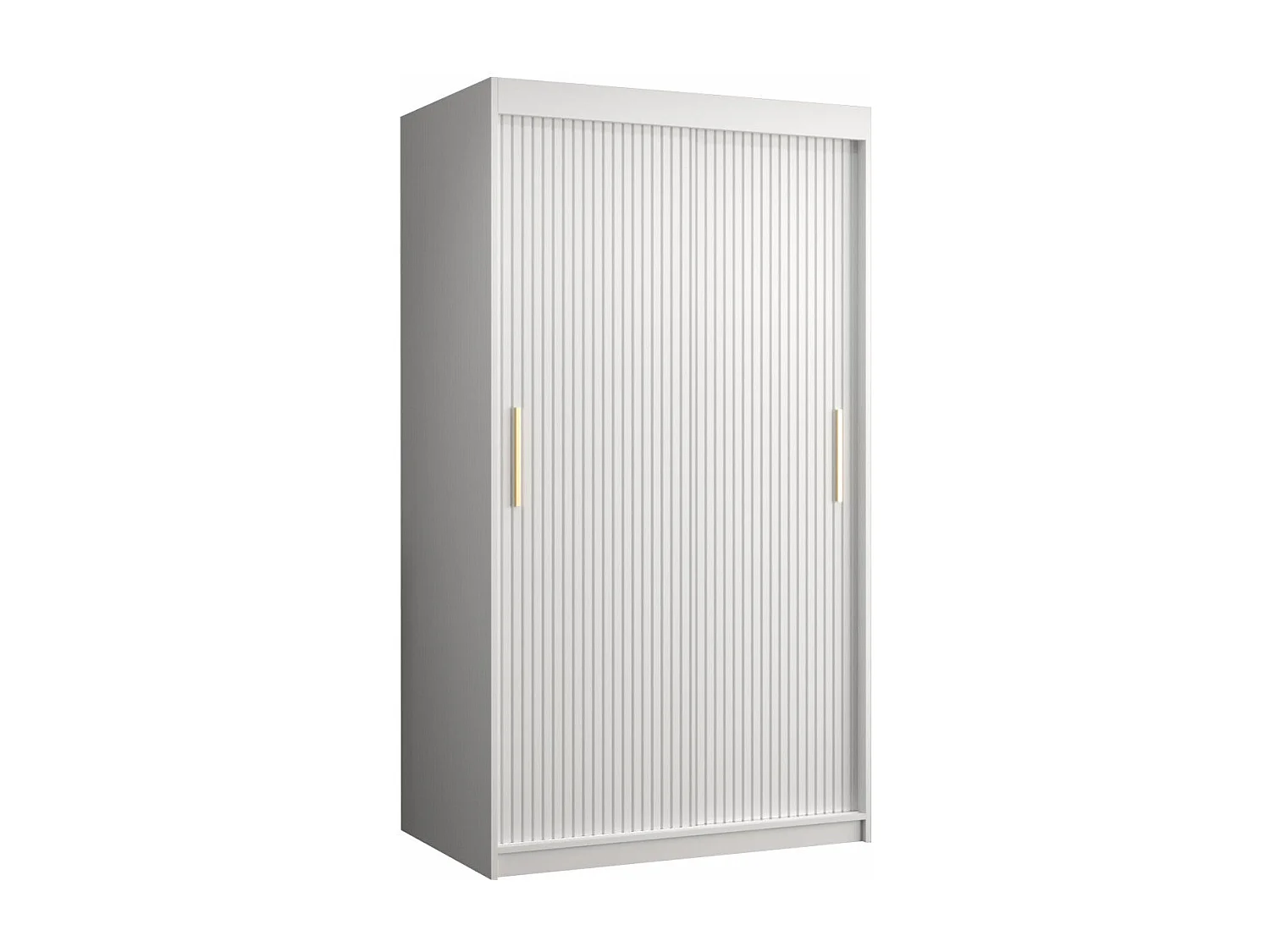 Armoire Anulio, Blanc, 200x100x62cm, Portes d'armoire: Coulissantes, Nombre d'étagères: 5
