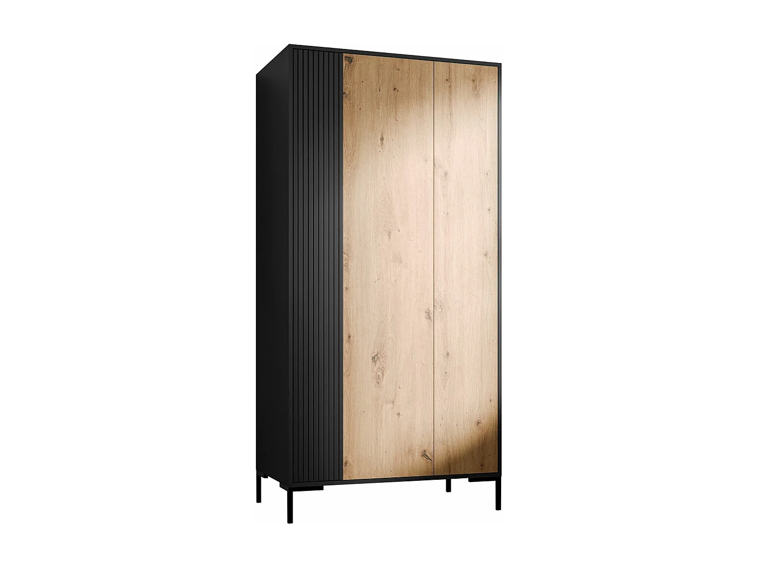 Armoire Etrfelu 107, Chêne Artisan|Noir, 184x90x55cm