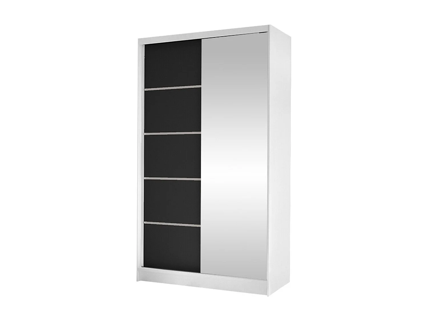 Armoire Closico 166, Noir|Blanc, 200x100x58cm, Portes d'armoire: Coulissantes