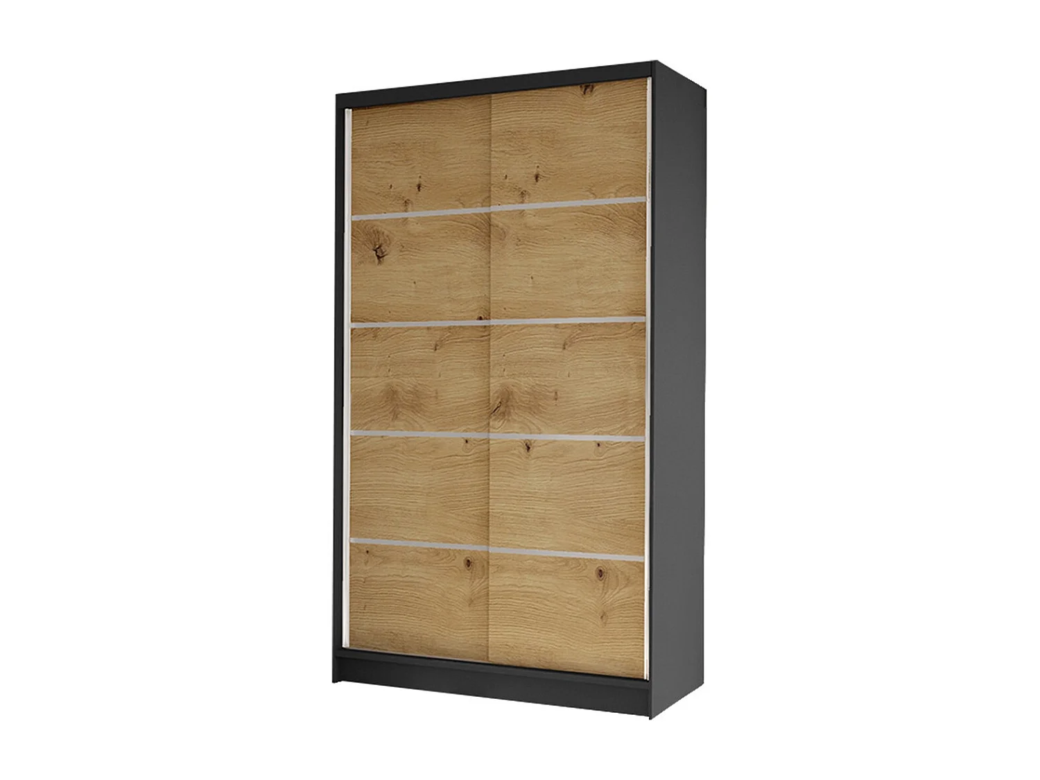 Armoire Closico 167, Noir|Chêne Artisan, 200x100x58cm, Portes d'armoire: Coulissantes
