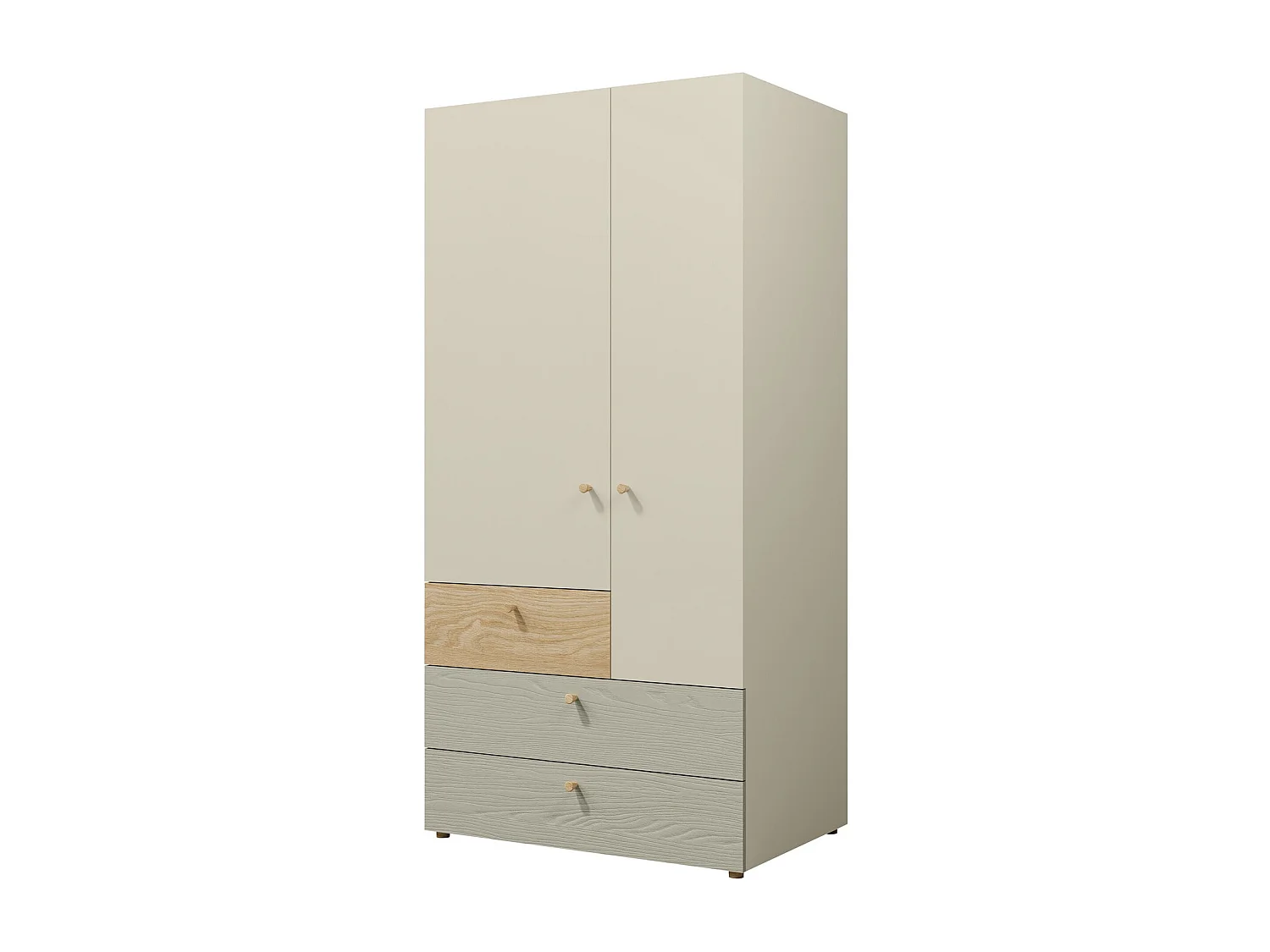 Armoire Domcali 101, Beige|Chêne|Gris, 185x90x60cm, Portes d'armoire: Avec des charnières