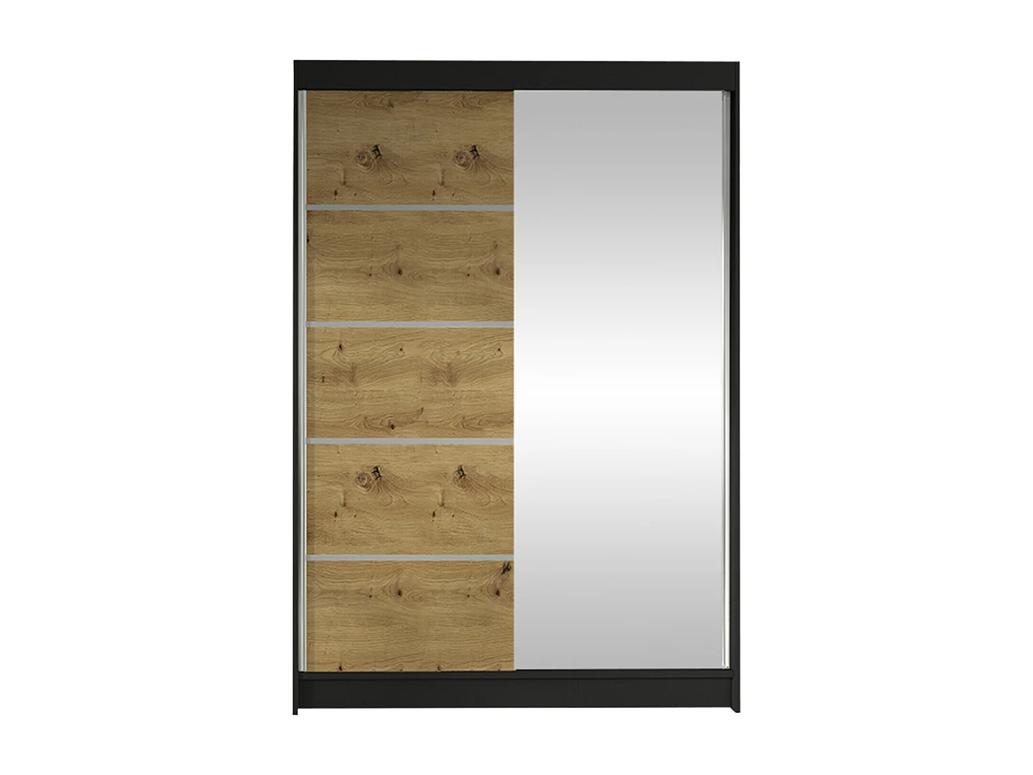 Armoire Closico 149, Chêne Artisan|Noir, 200x120x58cm, Portes d'armoire: Coulissantes