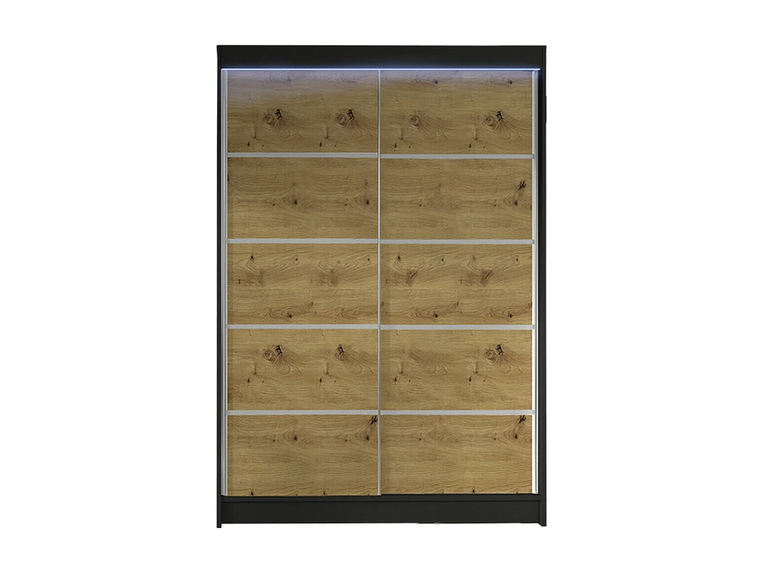 Armoire Closico 150, Chêne Artisan|Noir, 200x120x58cm, Portes d'armoire: Coulissantes