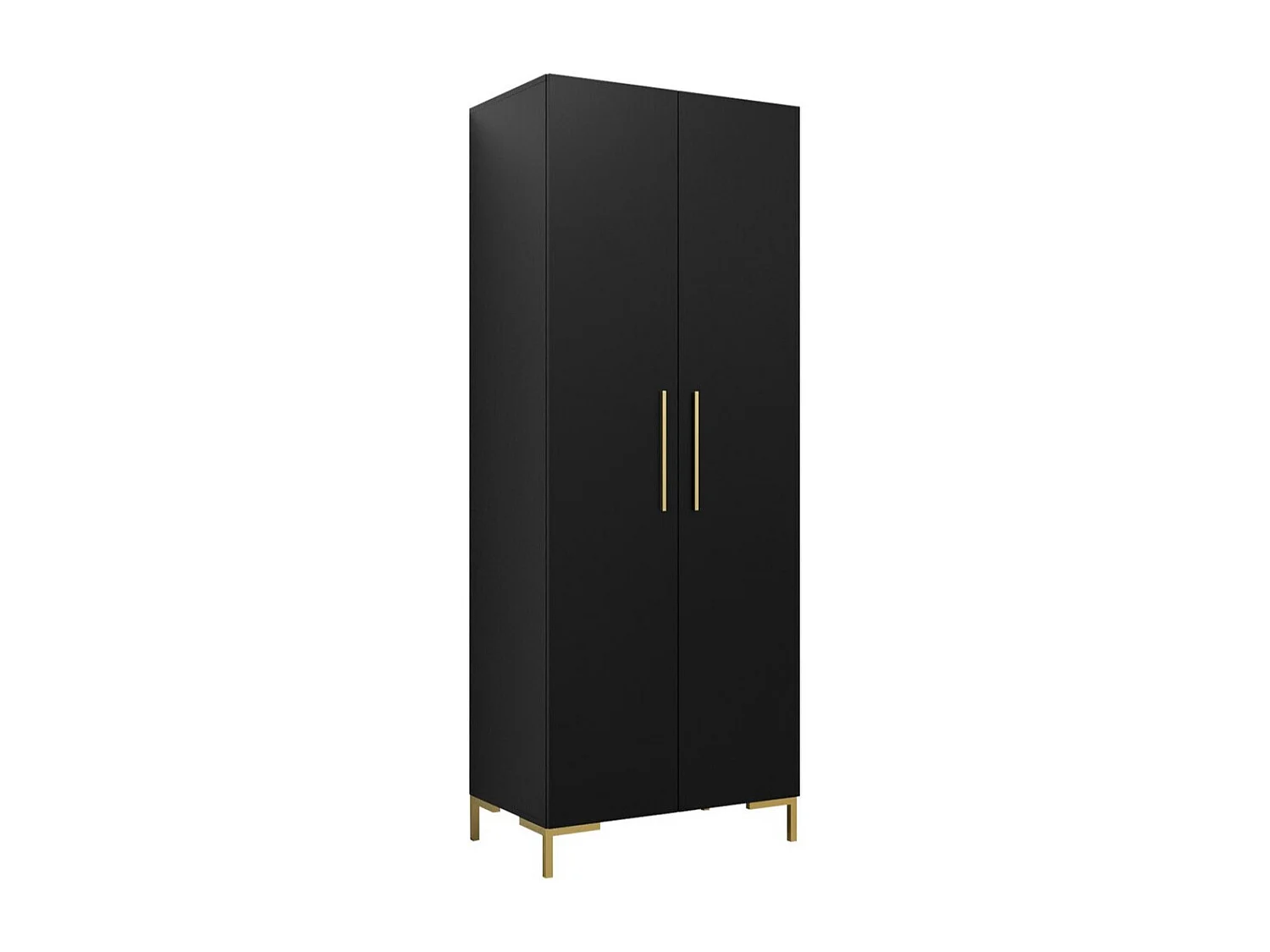 Armoire Tivsoa 109, Doré|Noir, 196x74x44cm, Portes d'armoire: Avec des charnières