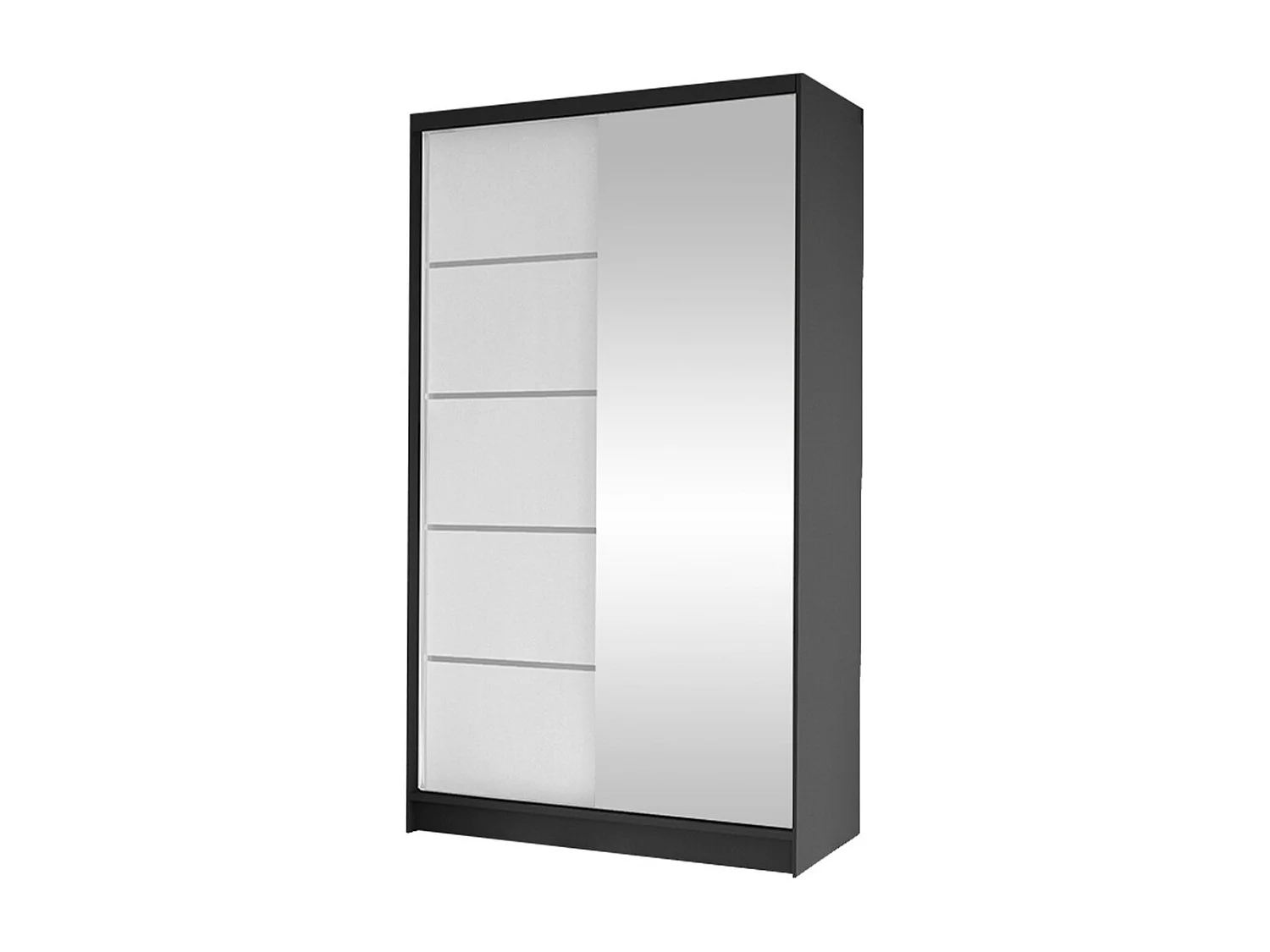 Armoire Closico 166, Blanc|Noir, 200x100x58cm, Portes d'armoire: Coulissantes