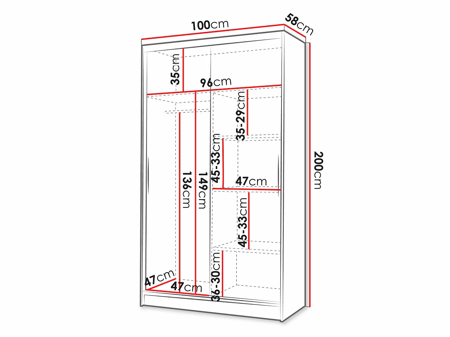 Armoire Closico Fractor III, Nombre d'étagères: 4, 20x10x6cm