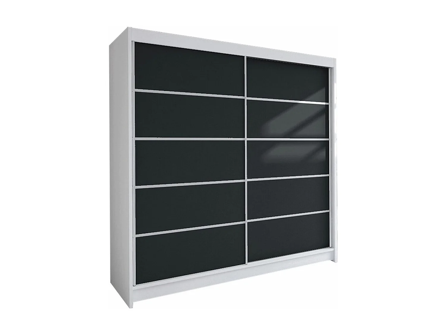 Armoire Closico 153, Noir|Blanc, 215x180x58cm, Portes d'armoire: Coulissantes