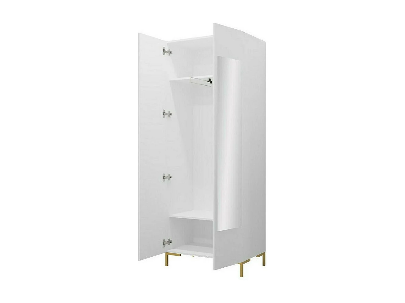 Armoire Nomal I, Doré|Noir, 196x74x44cm, Portes d'armoire: Avec des charnières