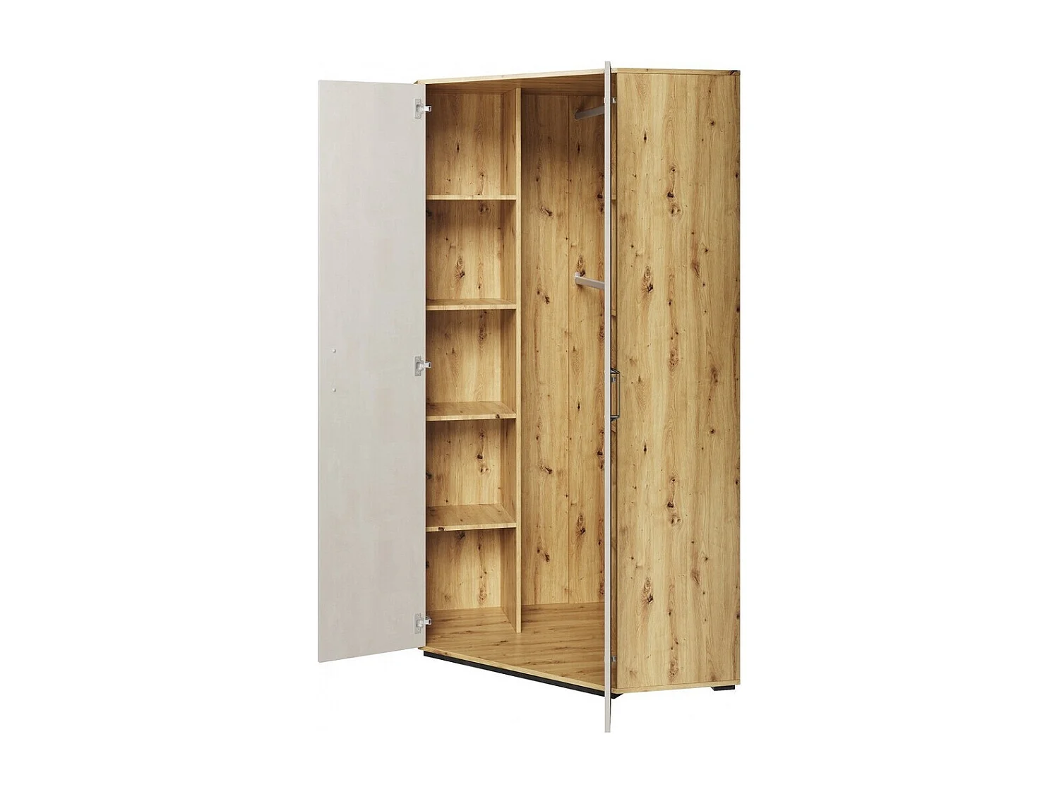 Armoire d'angle Orlveno 100, Chêne Artisan|Gris, 195x95x95cm, Nombre d'étagères: 8