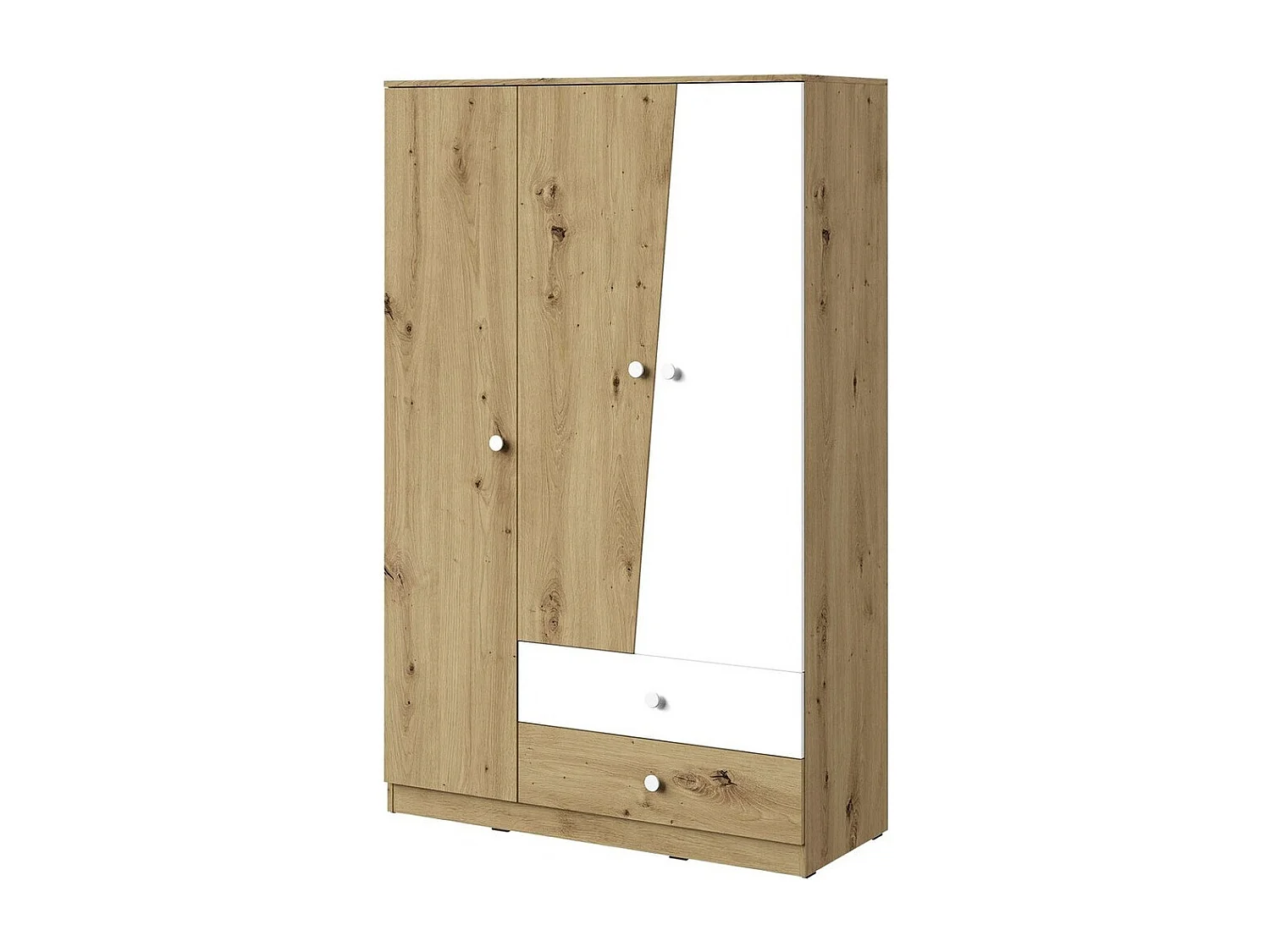 Armoire Almira 102, Blanc|Chêne Artisan, 191x120x50cm, Nombre d'étagères: 5