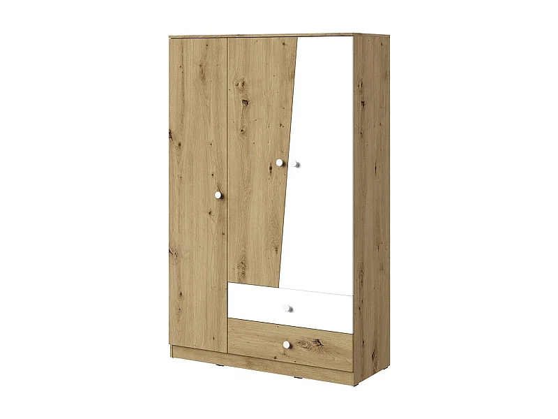 Armoire Almira 102, Blanc|Chêne Artisan, 191x120x50cm, Nombre d'étagères: 5