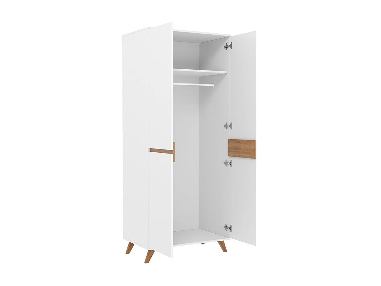 Armoire Mavenoa 105, Chêne doré|Blanc, 197x80x52cm, Portes d'armoire: Avec des charnières