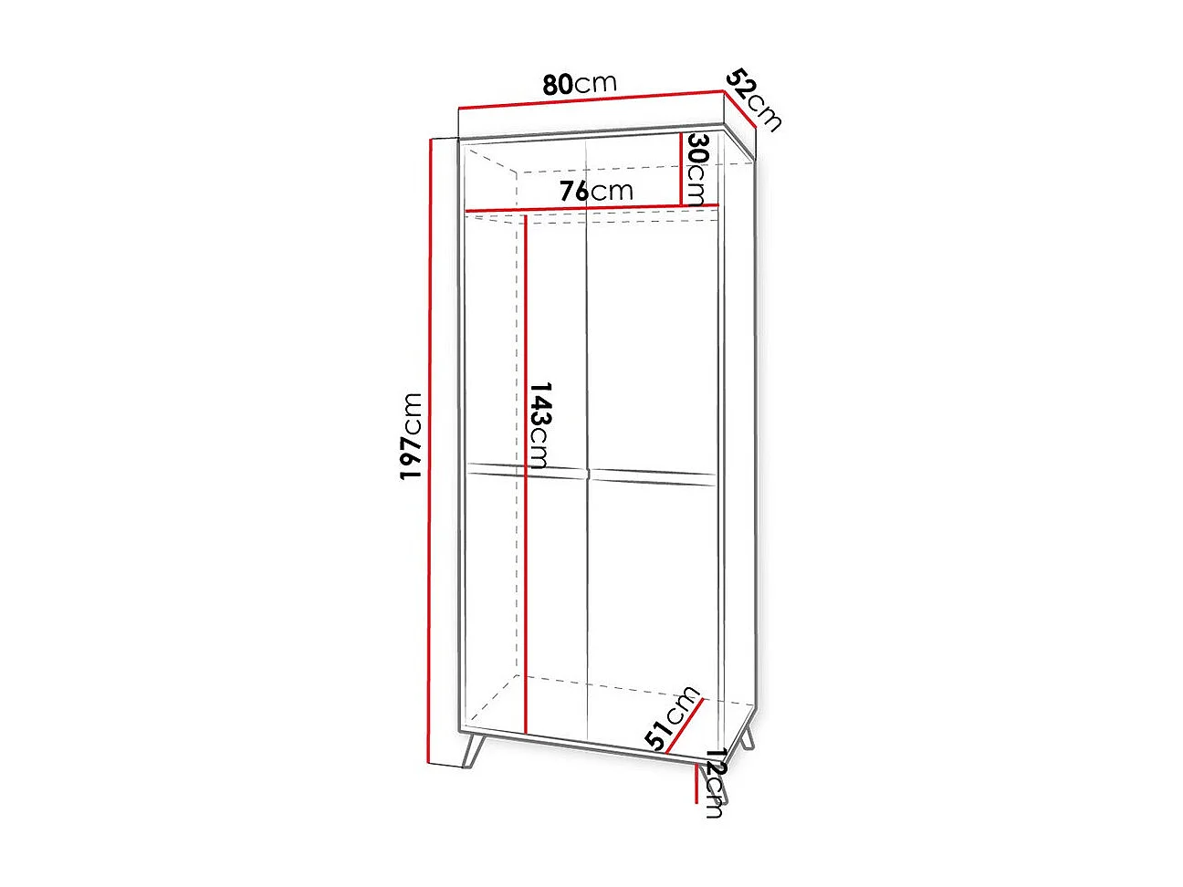 Armoire Mavenoa 105, Chêne doré|Blanc, 197x80x52cm, Portes d'armoire: Avec des charnières