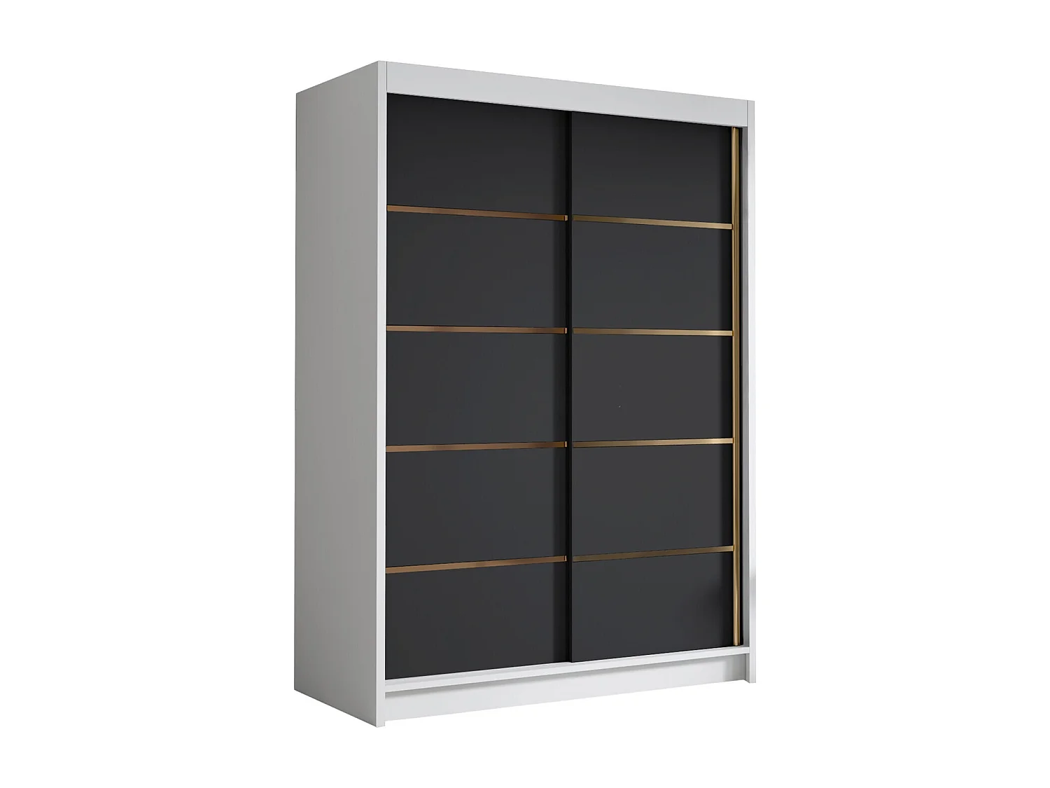 Armoire Closico 188, Noir|Blanc, 200x120x58cm, Portes d'armoire: Coulissantes