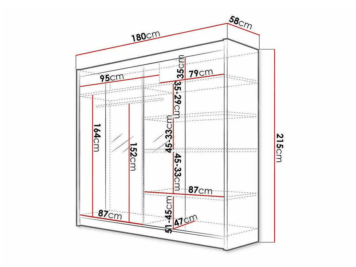 Armoire Closico Cavaris II, Nombre d'étagères: 5, 22x18x6cm