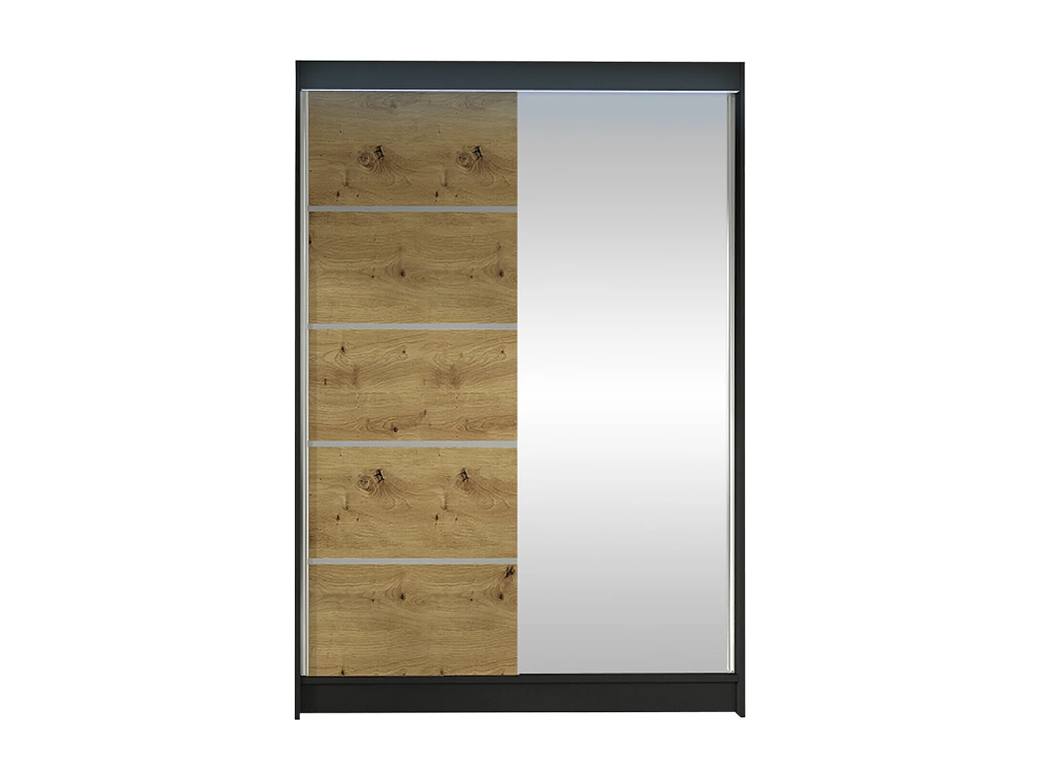 Armoire Closico 149, Chêne Artisan|Noir, 200x120x58cm, Portes d'armoire: Coulissantes