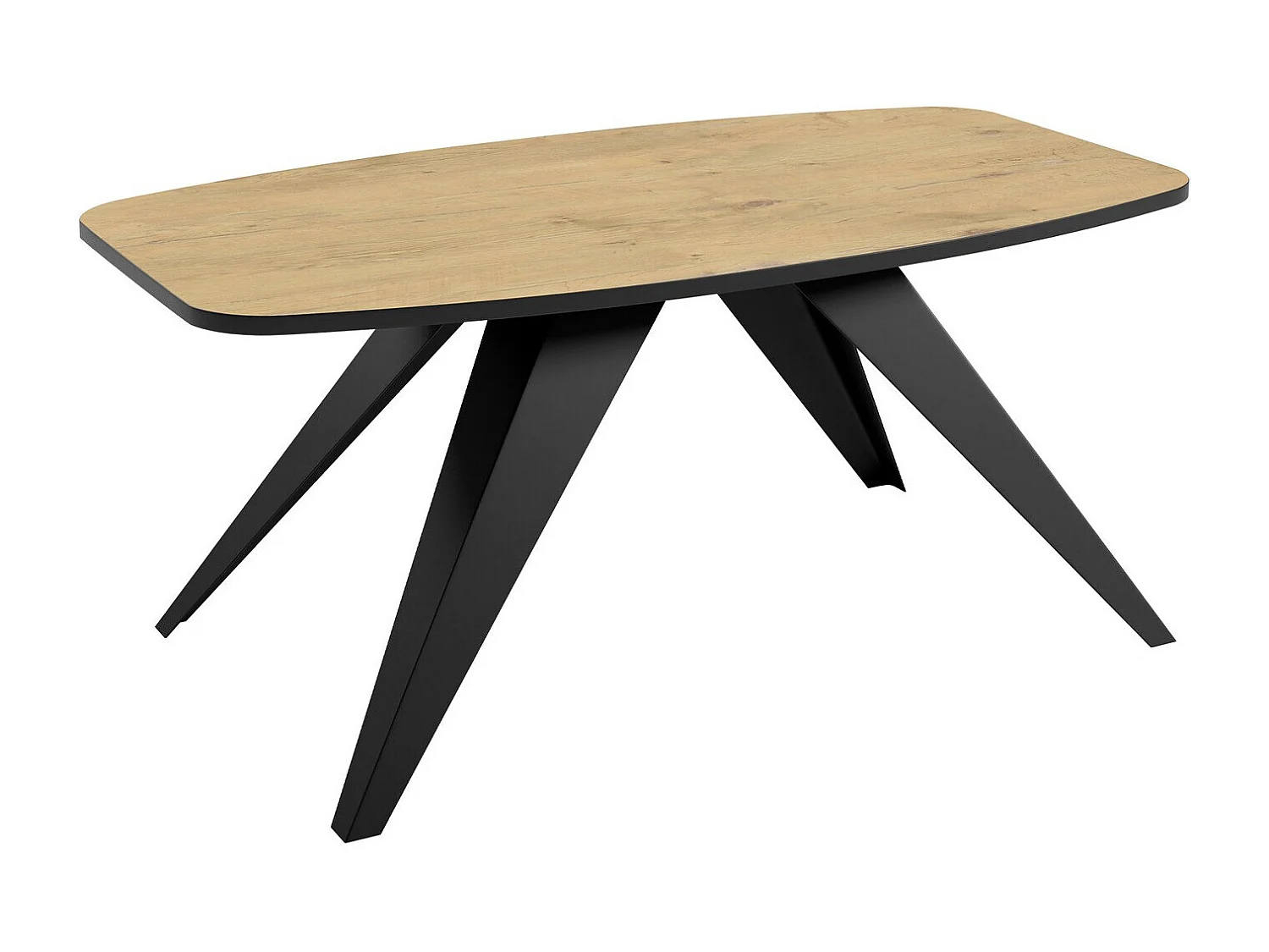 Table basse Oswego 117, Noir|Chêne lancelot, 48x60x120cm, Stratifié, Angulaire