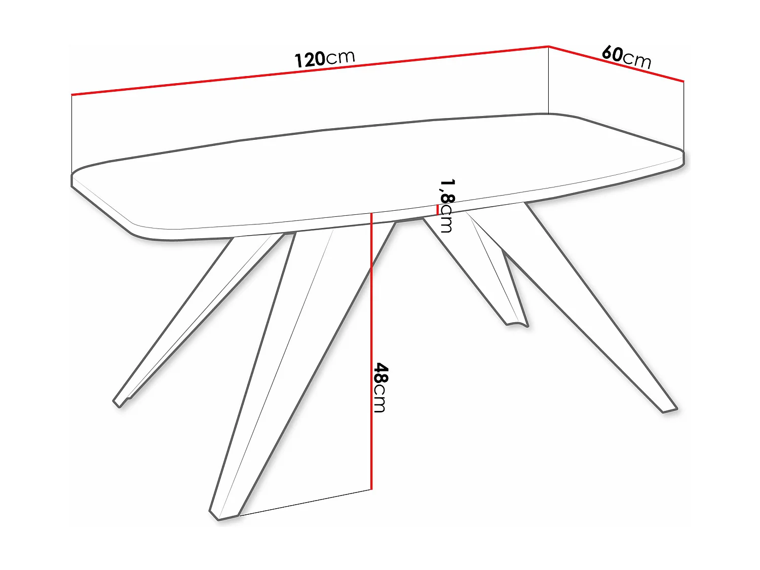 Table basse Oswego 117, Noir|Chêne lancelot, 48x60x120cm, Stratifié, Angulaire