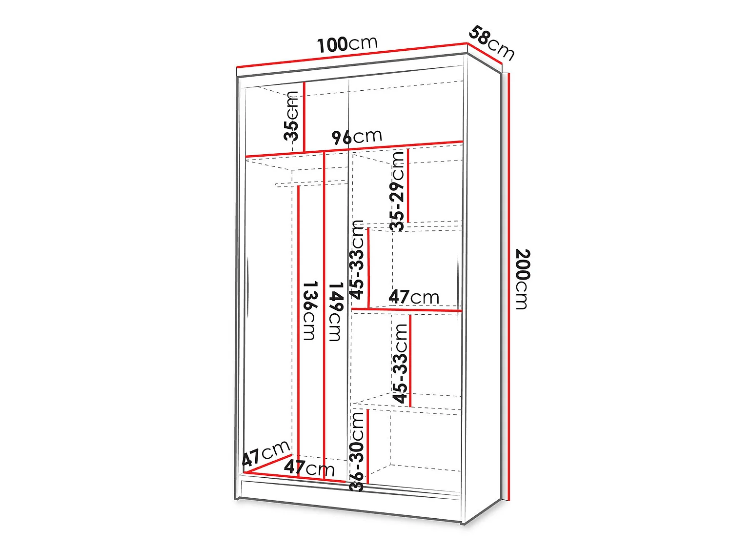 Armoire Closico Fractor IV, Nombre d'étagères: 4, 20x10x6cm