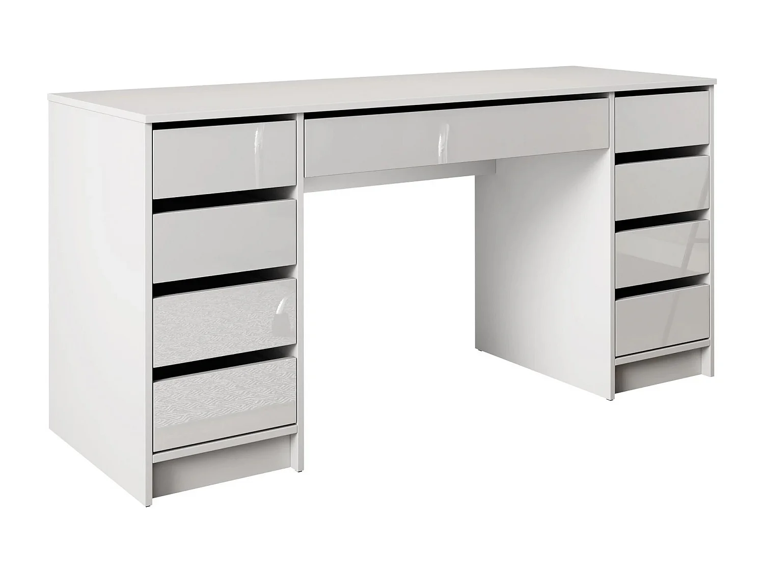 Bureau Comfivo Terros II, Avec tiroirs, 76x154x55cm, Blanc|Blanc brillant