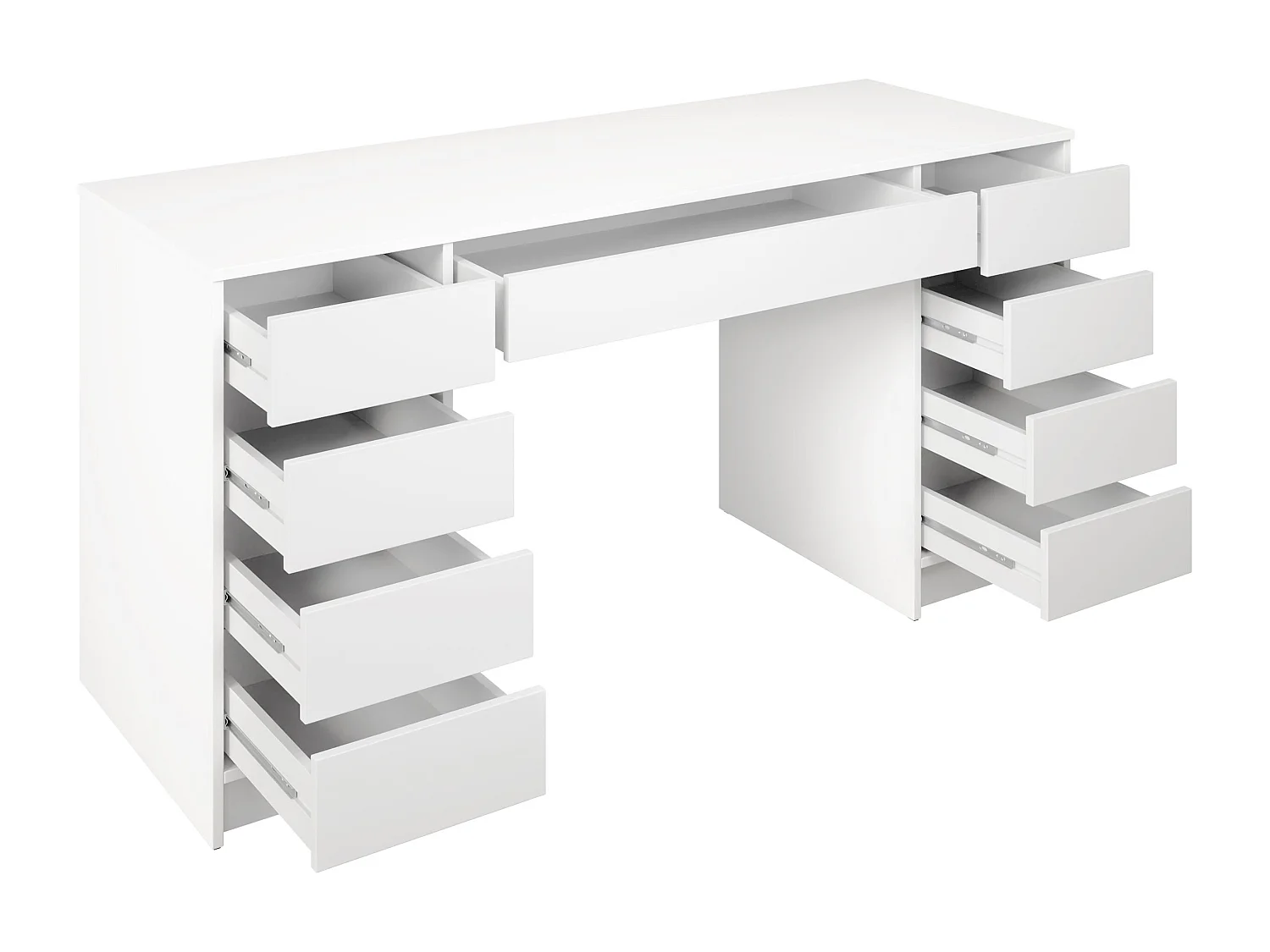 Bureau Comfivo Terros II, Avec tiroirs, 76x154x55cm, Blanc|Blanc brillant