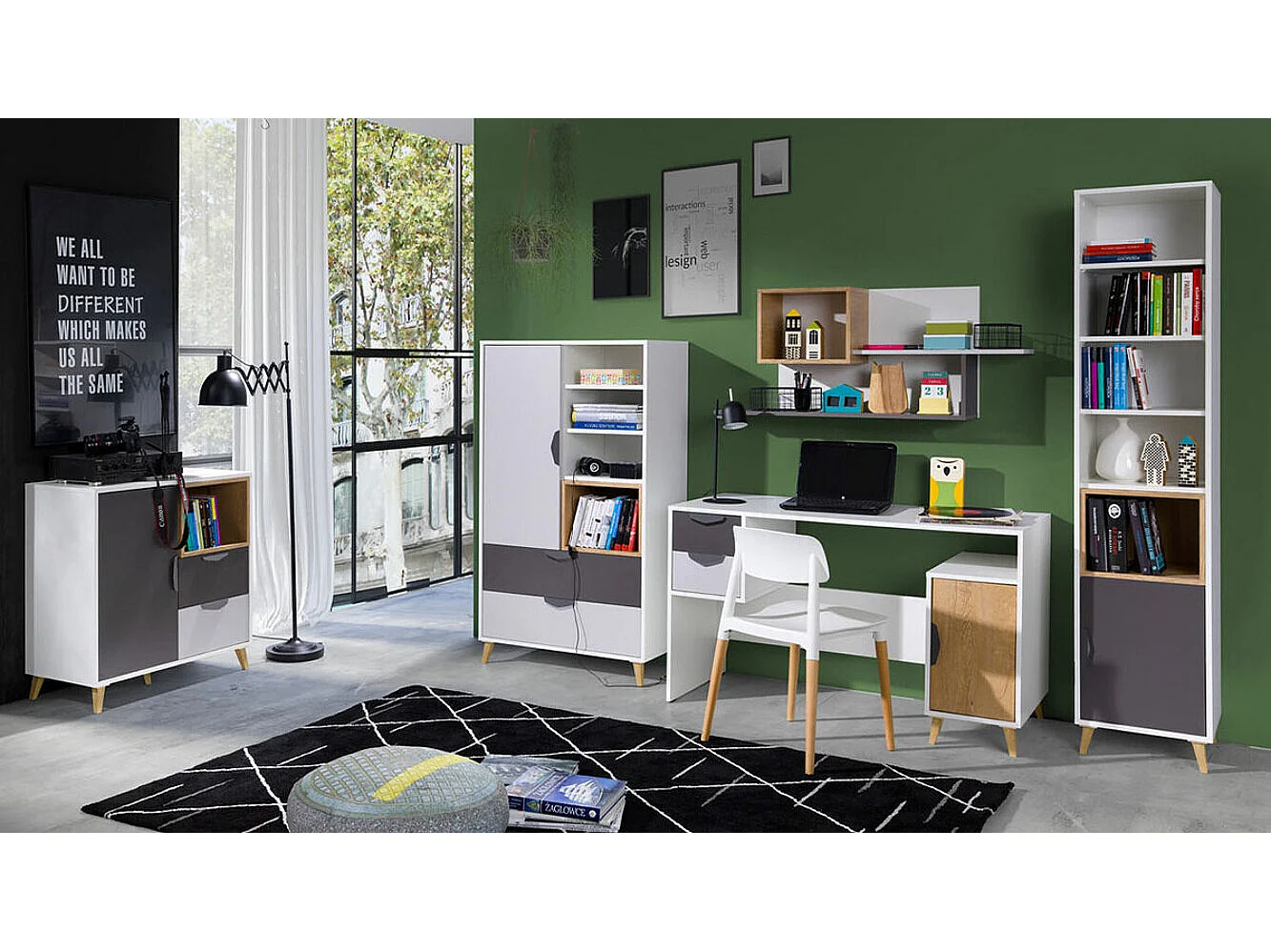 Bureau Domvera 112, Avec tiroirs|Avec des portes, Le nombre de portes: 1, 76x130x55cm