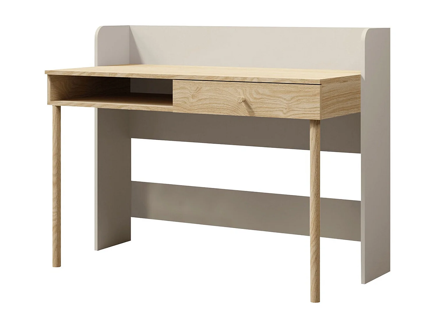 Bureau Domcali 110, Avec tiroirs, 76x124x60cm, Chêne|Beige