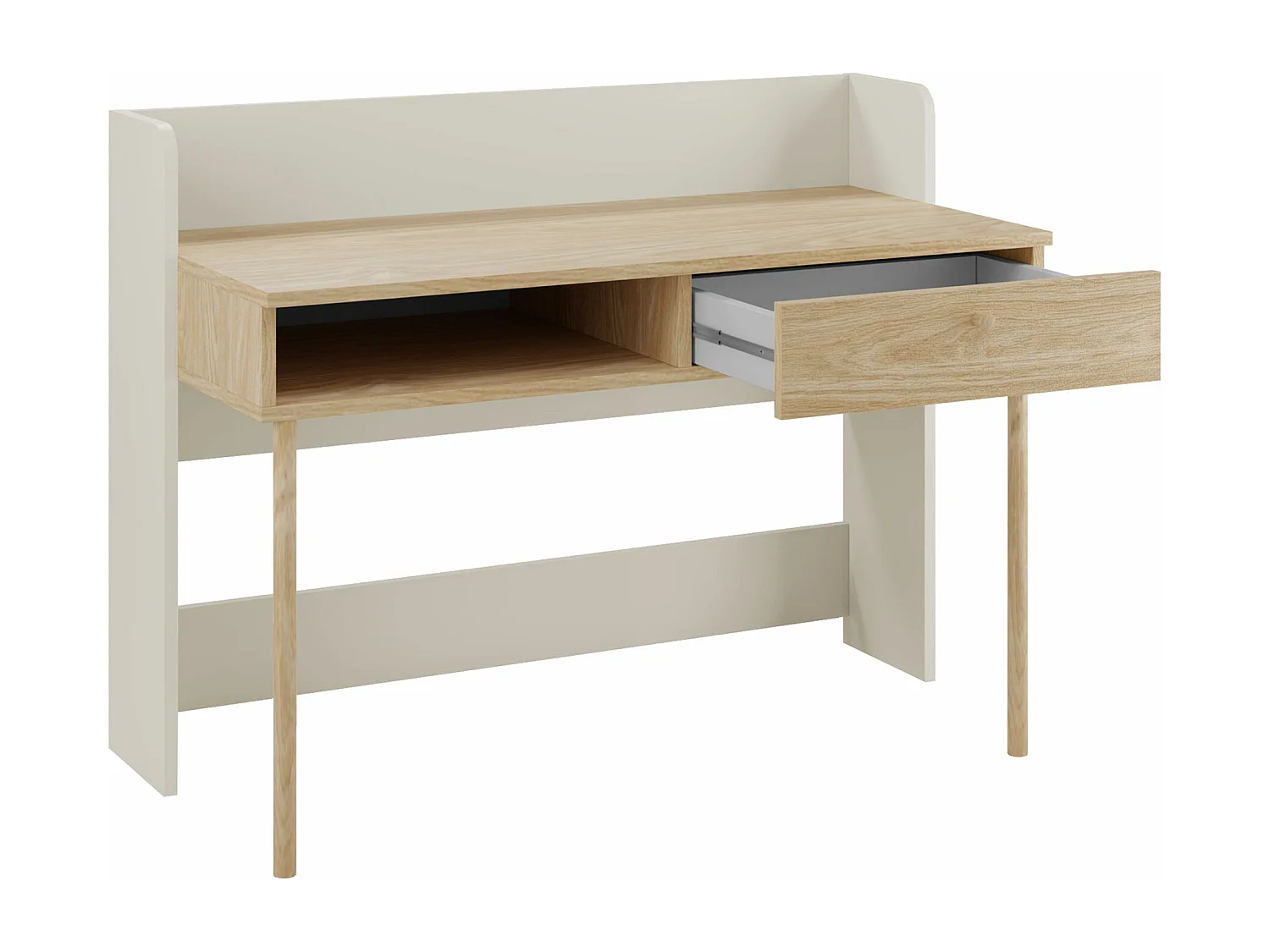 Bureau Domcali 110, Avec tiroirs, 76x124x60cm, Chêne|Beige