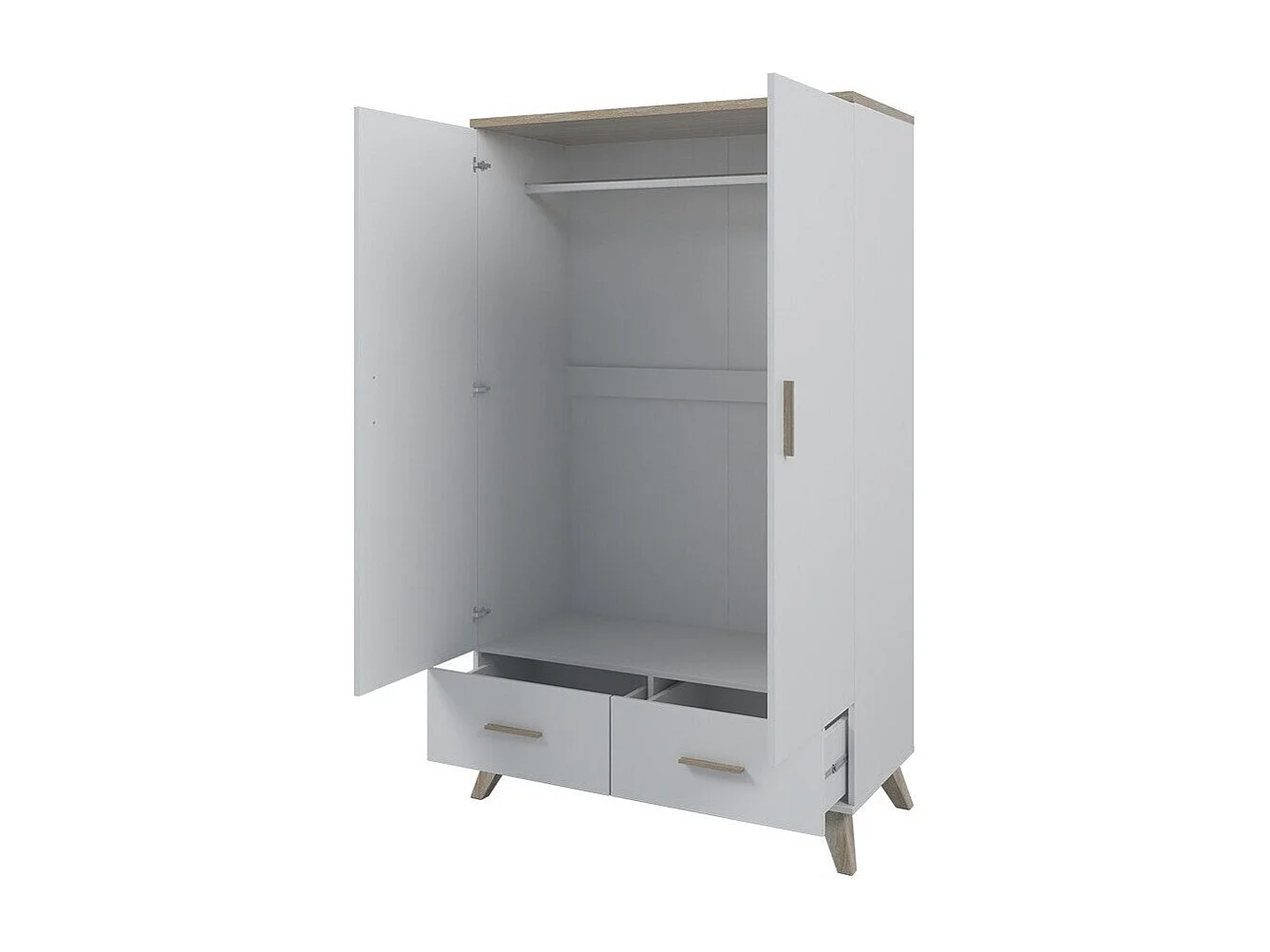 Armoire Larfloi 111, Chêne wotan|Noir, 190x110x55cm