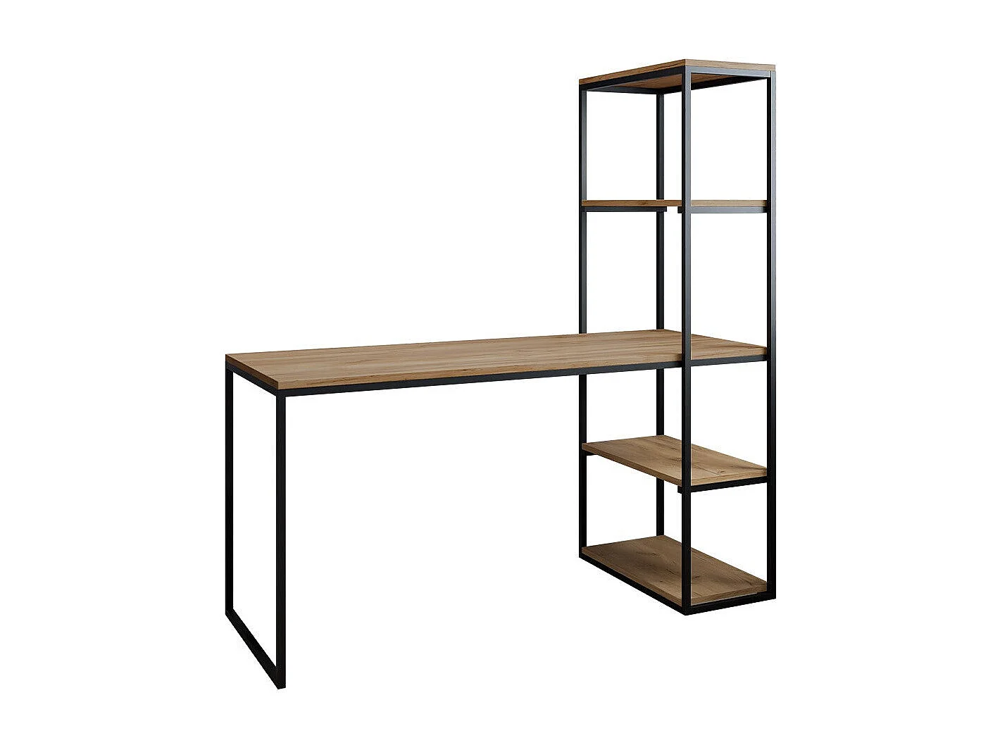 Bureau Oswego 107, 76x152x64cm, Noir|Marron