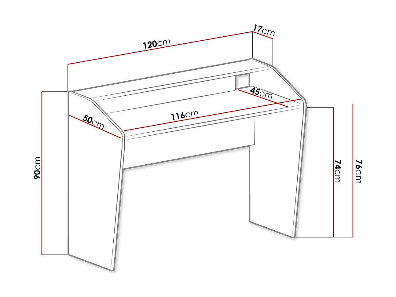 Bureau Sorviru 100, 76x120x50cm, Rose|Blanc