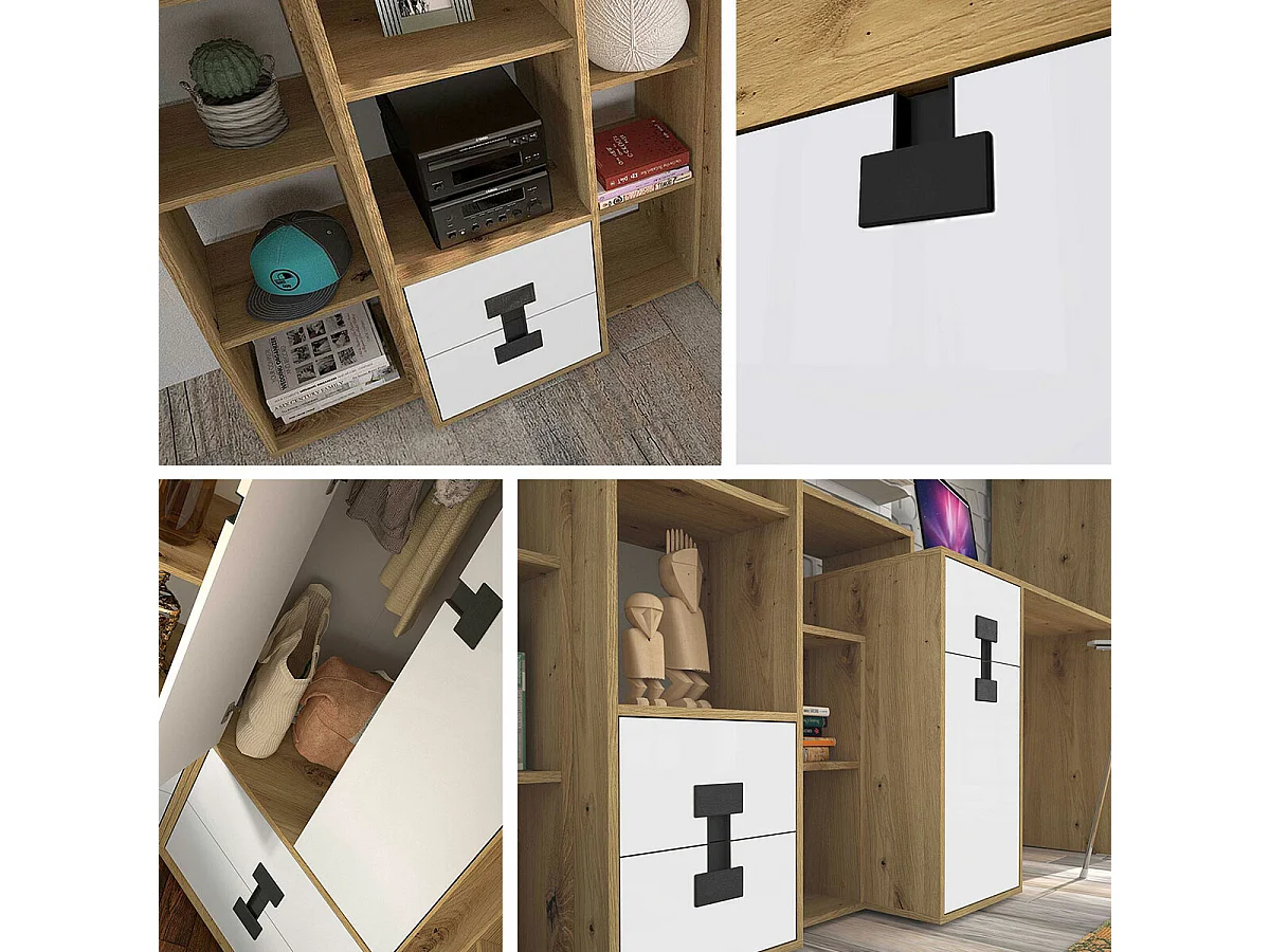 Bureau Florevi 101, Avec tiroirs|Avec des portes, Le nombre de portes: 4, 82x151x50cm