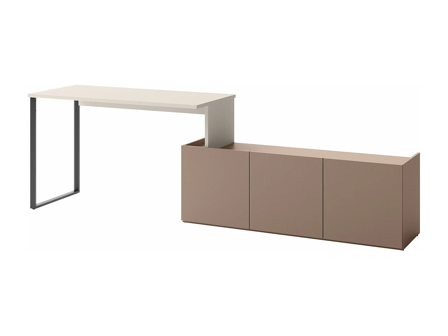 Bureau Delruvi 110, Avec des portes, 77x125x55cm, Cachemire|Truffe|Noir