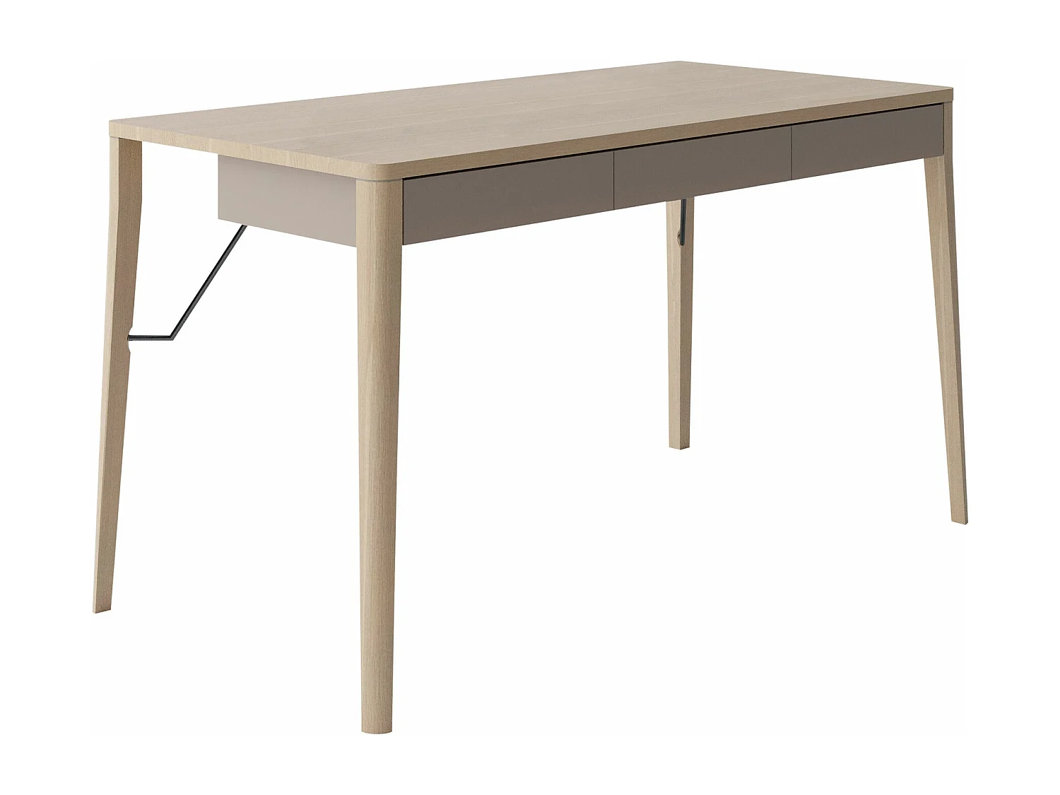 Bureau Fresno 162, Avec tiroirs, 77x139x71cm, Chêne clair|Beige
