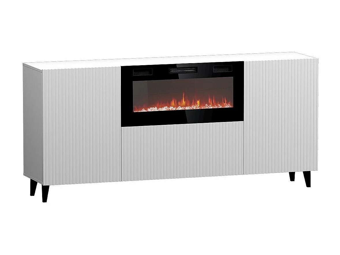 Buffet Levmari 104, Blanc|Noir, 83x181cm, Le nombre de portes: 242cm, MDF|Stratifié