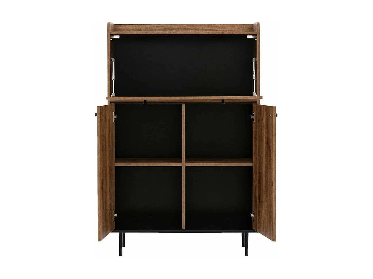 Buffet Ferenou 102, Chêne foncé|Noir, 140x90cm, Le nombre de portes: 240cm, Stratifié