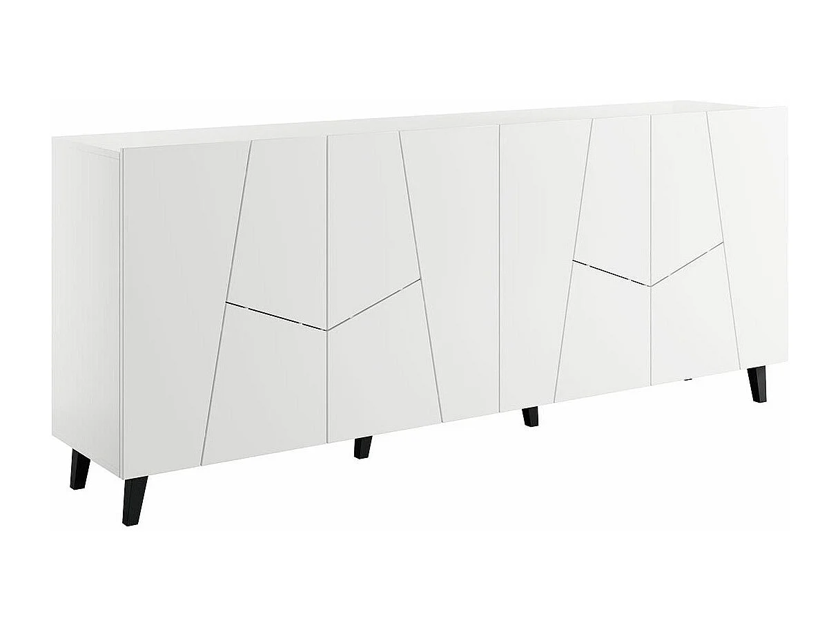 Buffet Charlotte 180, Blanc|Noir, 83x201cm, Le nombre de portes: 442cm, Stratifié|MDF