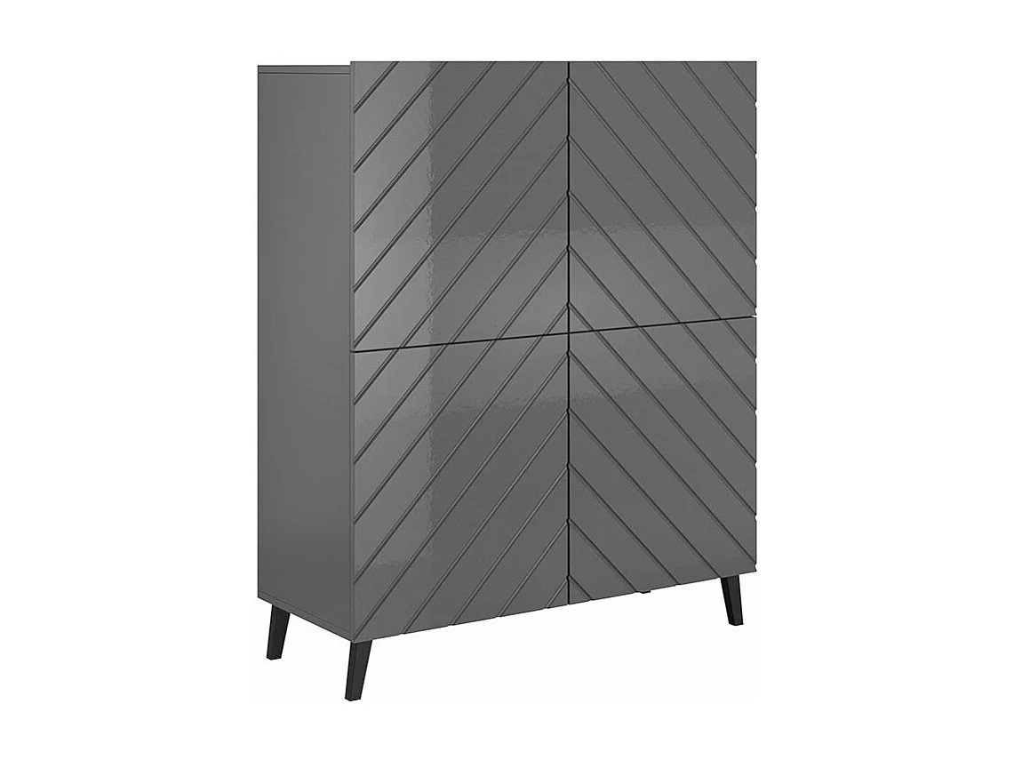 Buffet Charlotte 179, Graphite brillant|Graphite, 122x101cm, Le nombre de portes: 440cm