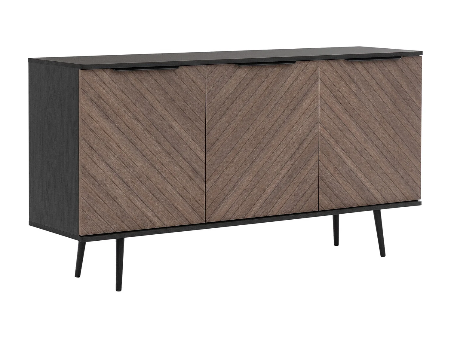 Buffet Livetre 100, Bois sombre|Graphite, 80x150x41cm, Stratifié|MDF