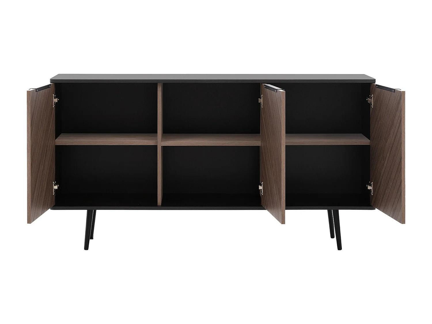 Buffet Livetre 100, Bois sombre|Graphite, 80x150x41cm, Stratifié|MDF