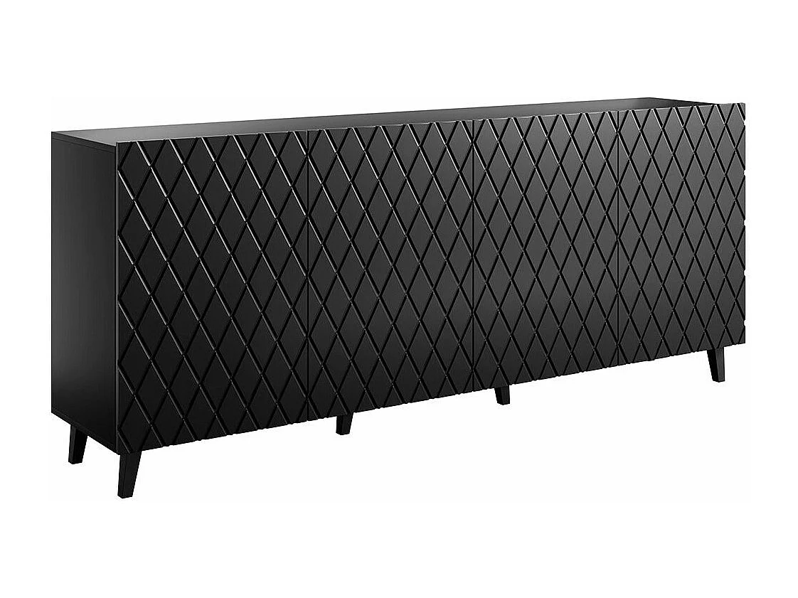 Buffet Charlotte 173, Noir, 82x200cm, Le nombre de portes: 442cm, MDF|Stratifié