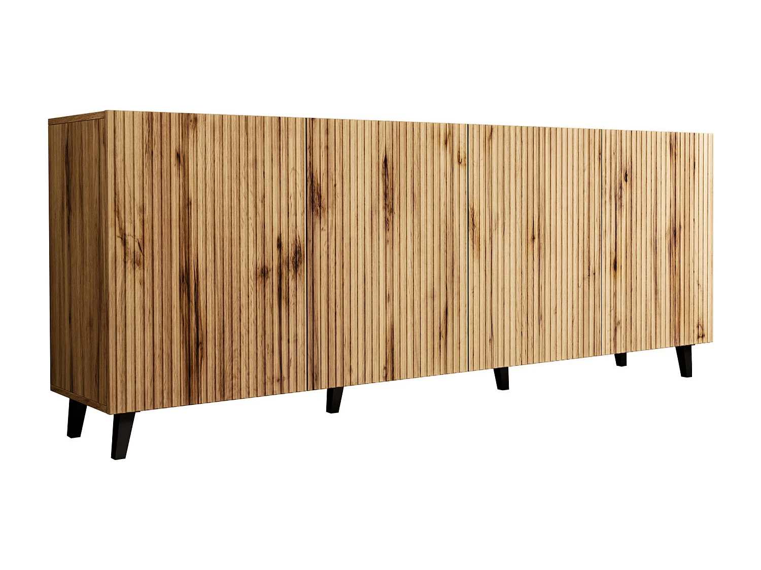 Buffet Remeta 100, Noir|Chêne wotan, 83x201cm, Le nombre de portes: 442cm, Stratifié|MDF